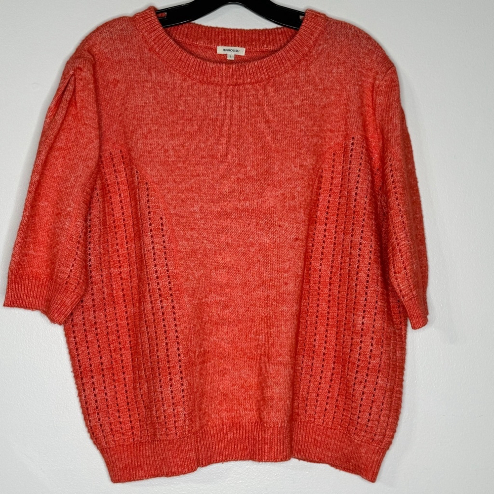 Manoush Red Elbow Length Crew Neck Sweater